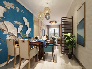 桂林深度空间装饰新中式-loft装修效果图餐厅