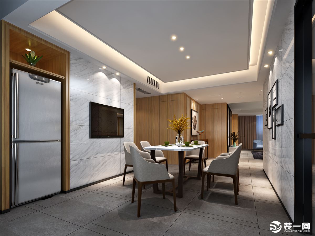 福州闽江印象三居室120平现代简约风格餐厅装修效果图