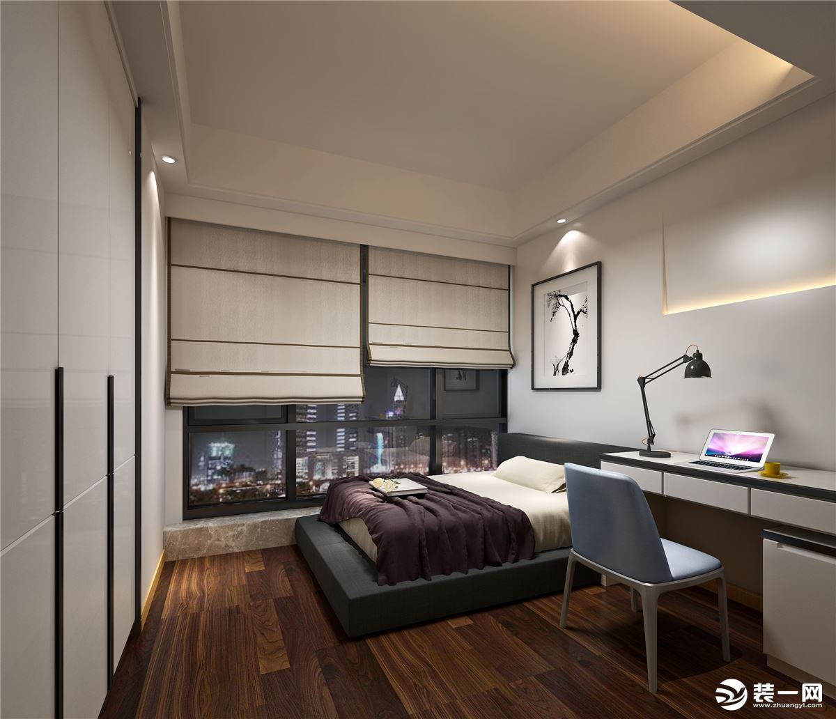 福州闽江印象三居室120平现代简约风格卧室装修效果图