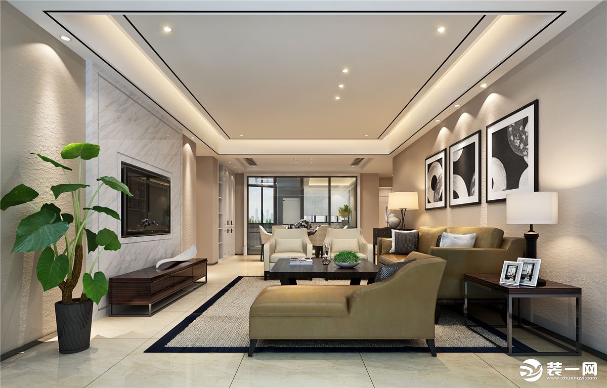 福州龙庭国际三居室140平现代简约风格装修效果图