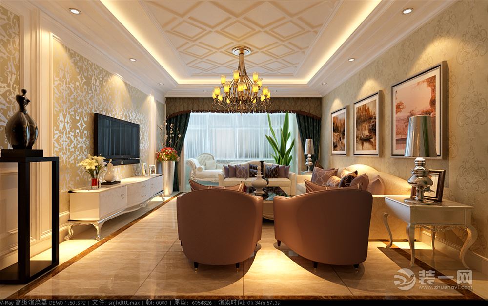 呼和浩特巨海城七区155㎡三居室欧式风格客厅