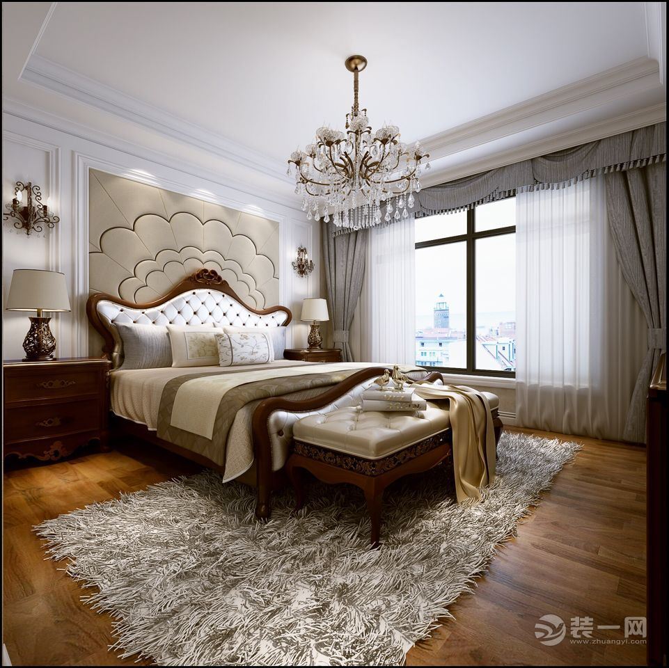 呼和浩特阳光诺卡160㎡三居室欧式风格卧室地毯