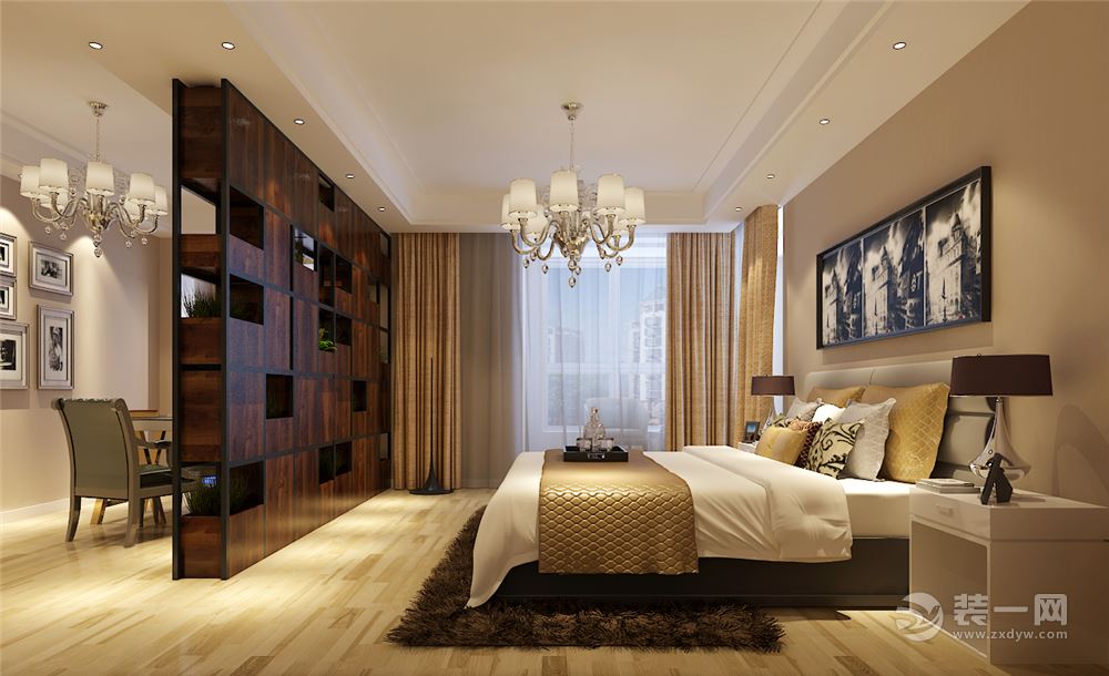 呼和浩特城市亮点113平三居室现代风格卧室