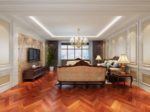 呼和浩特阳光诺卡160㎡三居室欧式风格客厅地板