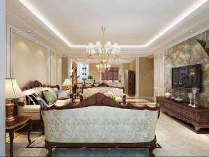 呼和浩特阳光诺卡160㎡三居室欧式风格客厅沙发