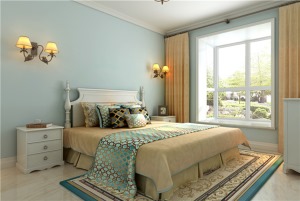 整体色调以蓝色乳胶漆和白色混油为主题，搭配以色彩鲜艳的家具，将整个空间打造的时尚、温馨、舒适！
