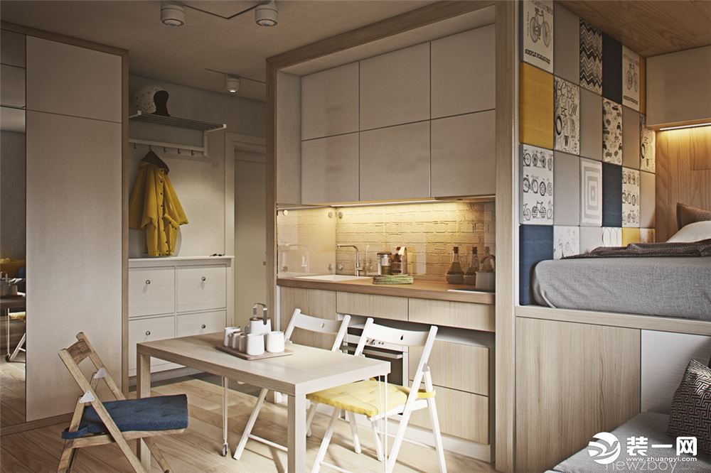 珠江逸景一居室6万元现代风格效果图餐厅