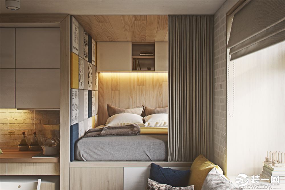 珠江逸景一居室6万元现代风格效果图卧室