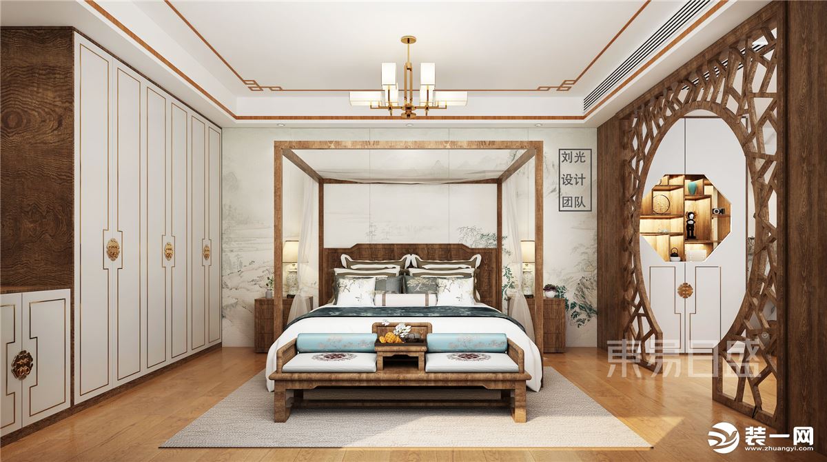 石家庄东易日盛装饰-龙湖·天宸原著200平米中式风格卧室装修效果图