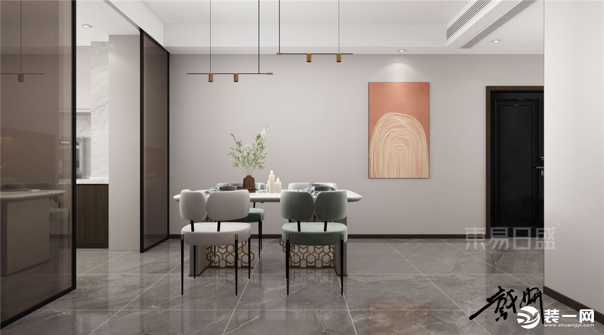 石家庄东易日盛装饰-融创中心150平米现代风格餐厅装修效果图