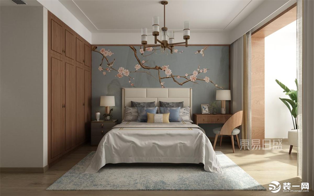 石家庄东易日盛装饰-让山郡130平米中式风格卧室装修效果图