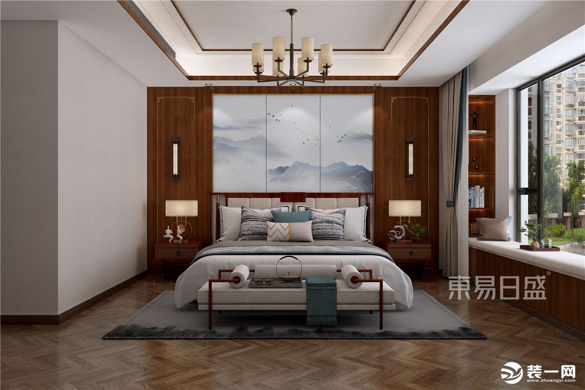 石家庄东易日盛装饰-桃园里236平米中式风格卧室装修效果图