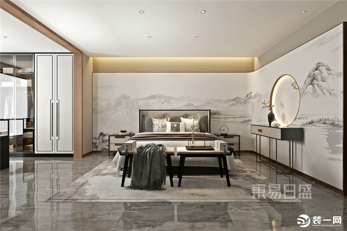 石家庄东易日盛装饰-大者270平米新中式风格卧室装修效果图