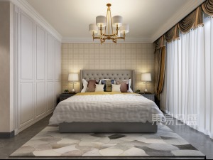 石家庄东易日盛装饰-新源燕府170平米美式轻奢风格卧室装修效果图