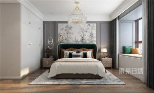 石家庄东易日盛装饰-东南智汇城177平米美式轻奢风格卧室装修效果图