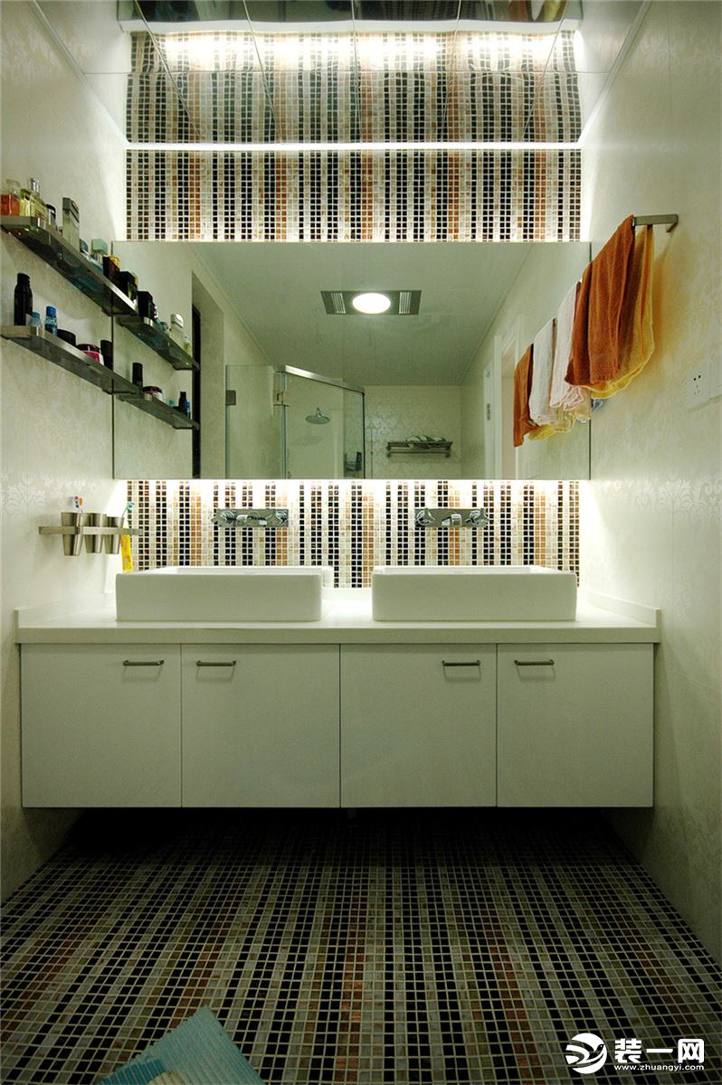 贵阳齐家典尚装饰126平三居室现代简约装修效果图洗手池