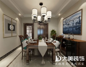 141平四居室新中式风格餐厅装修效果图