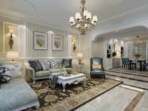 客厅吊顶 玫瑰园  129㎡  美式   纳米空间装饰