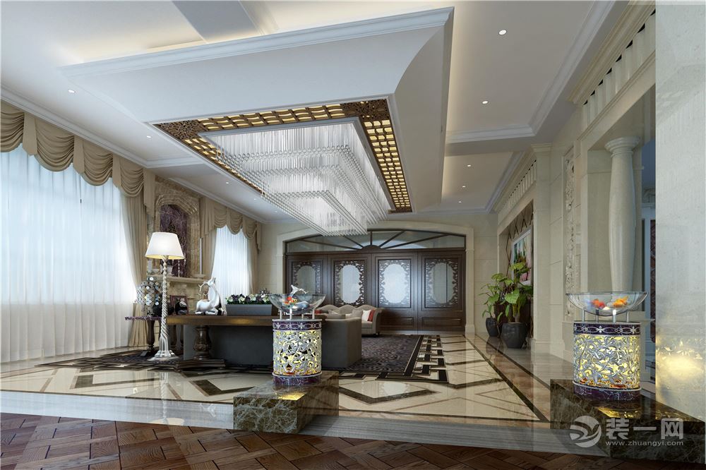 长沙碧桂园蓝宝湾 360平 造价56万 美式风格客厅角度2