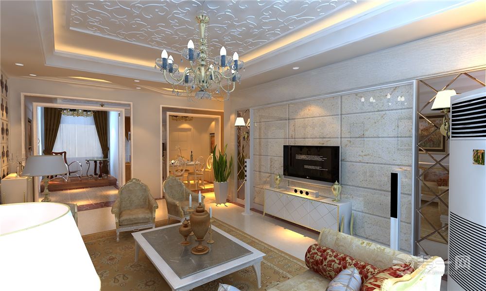 双水湾  128平 三居室 造价13万 欧式风格客厅