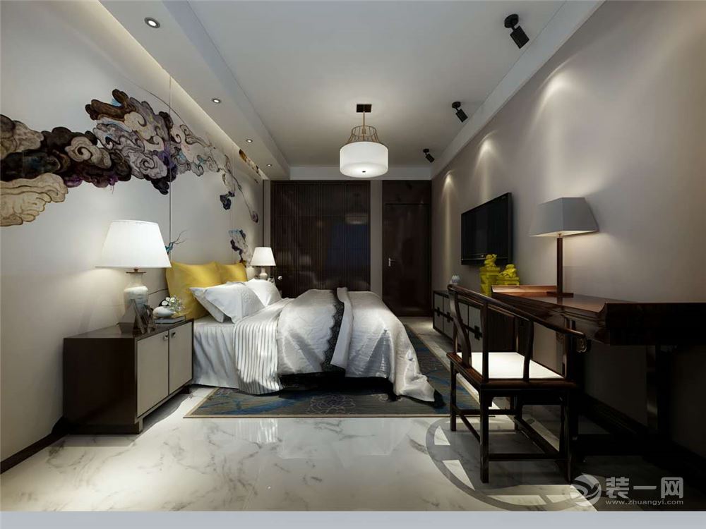大庆新城月亮湾170平中式四居室卧室