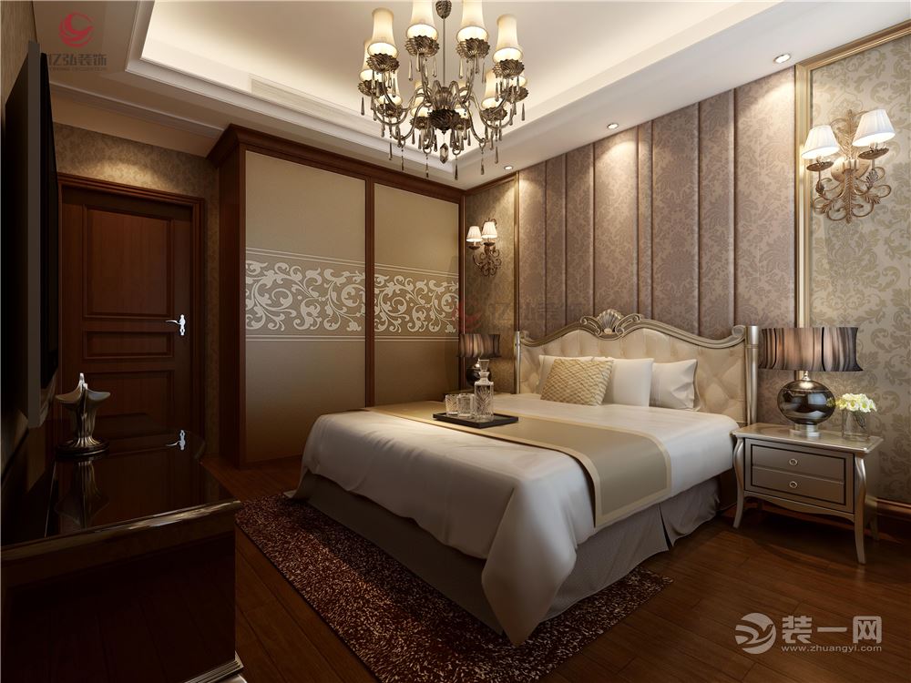 襄阳亿弘装饰-红星国际135平欧式古典装修案例卧室