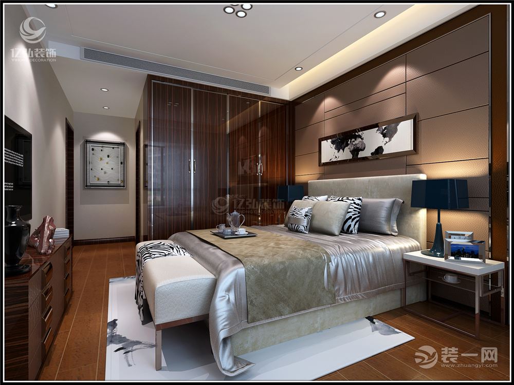 襄阳亿弘装饰-山水家园二期139平港式风格装修案例卧室