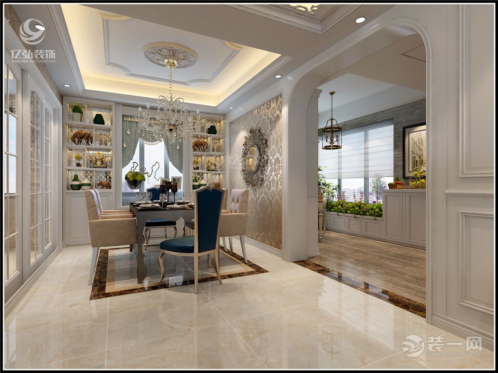 襄阳亿弘装饰-盛特区139平欧式三居室装修案例餐厅