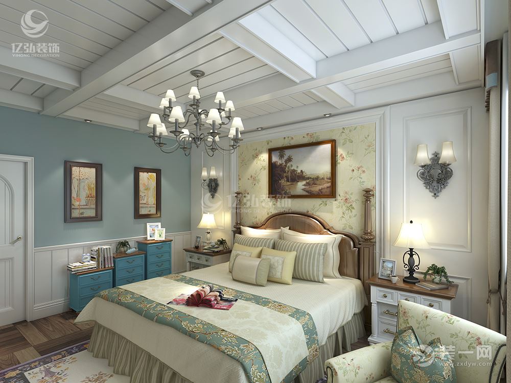 襄阳亿弘装饰-盛特区155平美式风格装修案例卧室