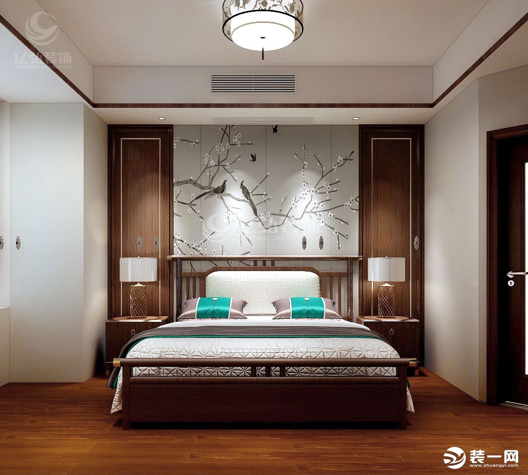 襄阳亿弘装饰-骧龙国际二期210平复式新中式风格案例卧室