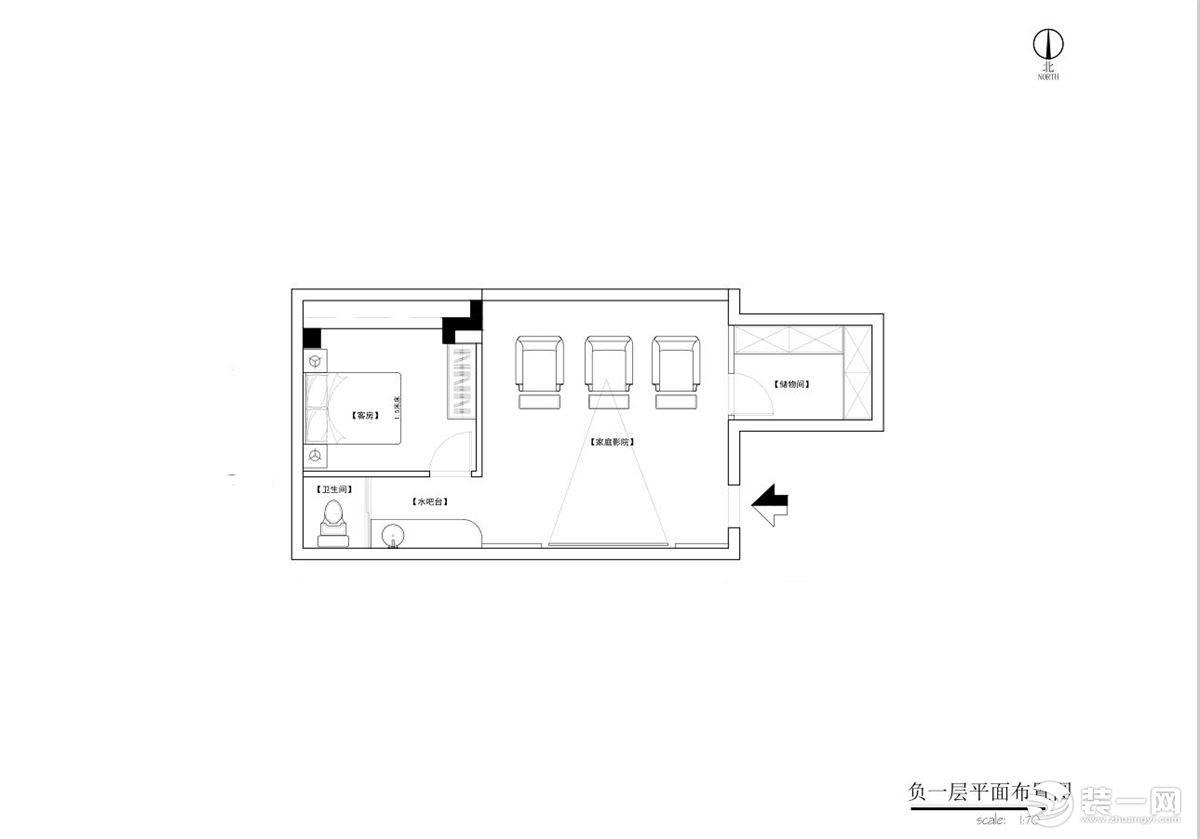 襄陽億弘裝飾-驤龍國際二期210平復式新中式風格案例負一樓