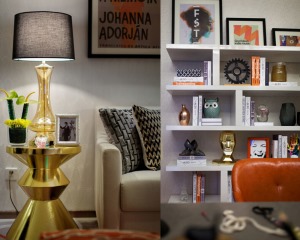 在整个空间里，采用了简单质朴的壁纸，展现出橙色带来的华丽之感和都市魅力，无论是厨房还是房间局部橘色点