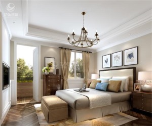 襄阳亿弘装饰-绿地中央广场123平简美风格装修案例卧室