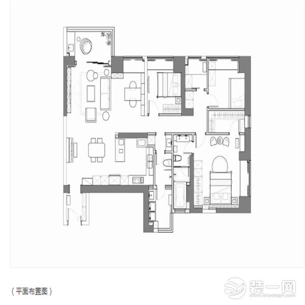 龍湖香醍漫步 160平方 三居室現(xiàn)代簡約風格  平面圖 裝修效果圖