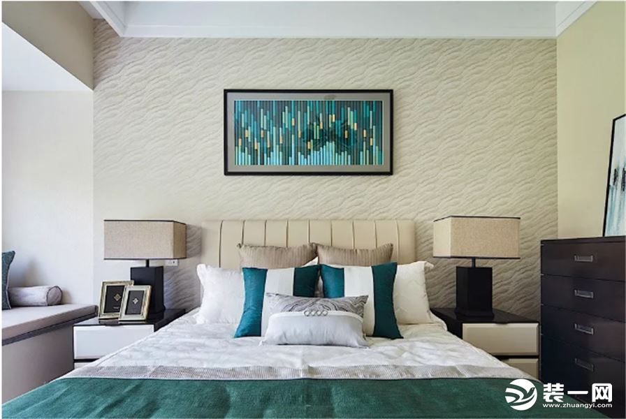 景瑞曦城 110平方 三居室  现代中式 卧室 装修效果图