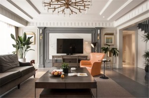 世贸香槟湖别墅400平 客厅  美式风格装修效果图