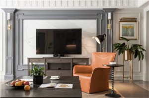世贸香槟湖别墅400平 客厅电视背景  美式风格装修效果图