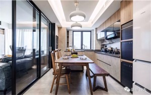  香樹灣云景 105平三居室 現代簡約  餐廳  廚房  裝修效果圖
