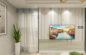 金鑫花园100平两居室北欧风客厅电视背景墙效果图