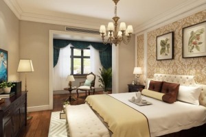 全包圆装饰玫瑰园220㎡美式风格装修效果图卧室