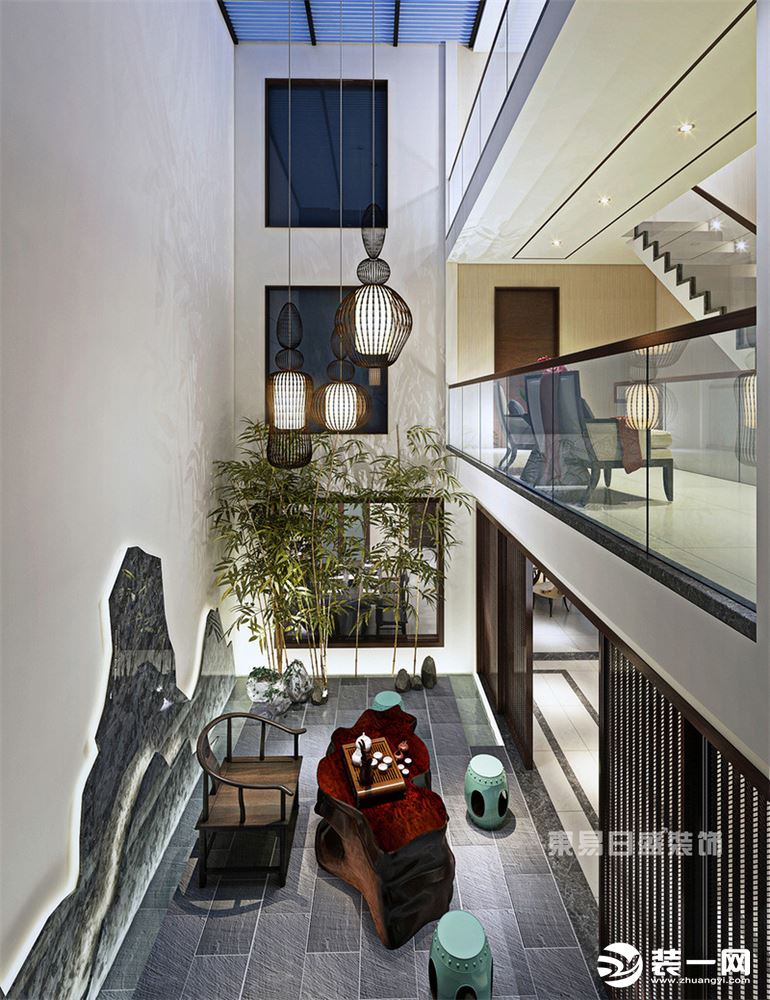 长乐别墅420平新中式风格庭院装修效果图