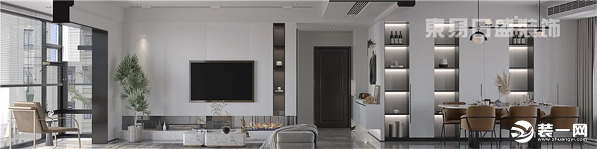 碧海银滩-115平米三室两厅-现代极简风格装修效果图