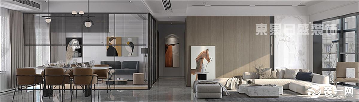 碧海银滩-115平米三室两厅-现代极简风格装修效果图
