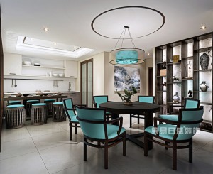 长乐别墅420平新中式风格餐厅装修效果图