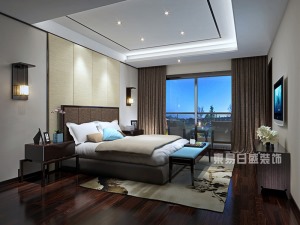长乐别墅420平新中式风格卧室装修效果图