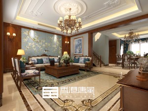 香港唐风|别墅装修|济南汉峪海风370平美式风格