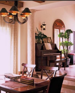 保利紫山 320平 别墅 造价55万 田园风格钢琴吧
