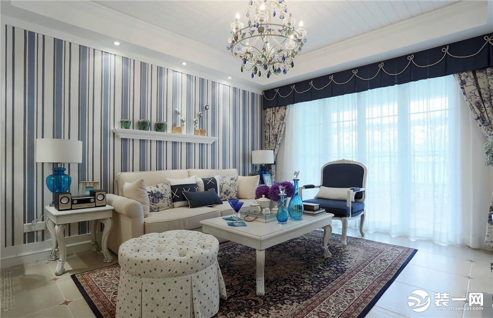 怡康家园95平三居室地中海风格效果图--客厅
