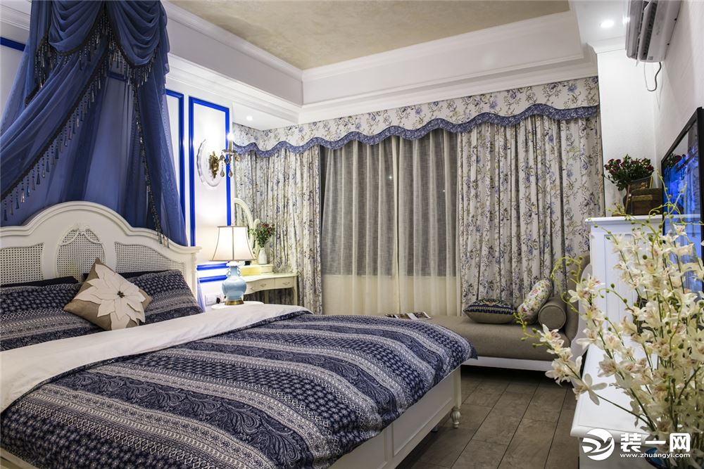 滢水山庄90平三居室地中海风格效果图--卧室