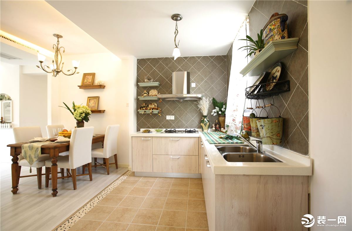 信义御城88平三居室美式风格效果图--厨房
